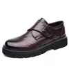 Zapatos de hombre marca Dragonfly auténticos modelo nuevo 2026 suela gruesa sin cordones casuales de cuero para hombre zapatos casuales de negocios británicos