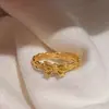 Anel Feminino Dourado Imitação com Laço de Renda Estilo Princesa Ballet Francês Anel de Dedo Indicador Anel Aberto Atacado