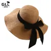 Sombrero de Pescador de Paja con Protección Solar de Verano para Mujer, Stock Listo de Fábrica, Sombrero de Cubo con Visera de Lazo, Circunferencia de Cabeza Grande, Sombrero de Cubo de Paja de Papel