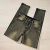 Jeans Rectos de Corte Slim Fit para Hombre Color Bronce Antiguo y Barro de Hong Kong, Moda de Lujo de Alta Gama, Pantalones Largos Tendencia Retro Americano