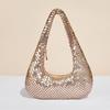 Nova bolsa feminina de axila dourada, bolsa de noite em folha de alumínio, bolsa de moda europeia e americana, bolsa de festa socialite, bolsa deslumbrante