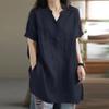 Camiseta de Algodón para Mujer, Talla Grande, Corte Holgado, Moda, Cuello en V, Manga Corta, Color Sólido, Primavera y Verano, Venta al por Mayor 2357