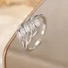 Anillo Abierto Simple de Doble Capa de Circonita para Mujer, Diseño de Nicho, Temperamento de Lujo Ligero, Ajustable, Anillo de Dedo Versátil