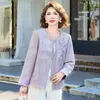 Moda Mãe Transfronteiriça 2026 Outono-Primavera Novo Casaco Estiloso, Cardigã Tricotado para Meia-Idade, Top Estilo Chinês, Casaco Casual