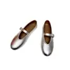 Sapatos Femininos Mary Jane Vintage de Couro Genuíno Planos com Rebite de Uma Tira e Bico Redondo em Pelo de Cavalo Moda Couro Sapatos Fábrica de Origem