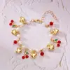 Pulsera de cadena de perlas de lujo ligero, simple, linda, versátil, de verano, con cerezas, corazones, fresas, perlas, moda europea y americana transfronteriza