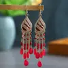 Brincos Longos Boêmios com Tassel de Gota d'Água Colorido, Acessórios Estilo Yunnan, Brincos de Personalidade para Viagem, Peça Única Drop Shipping