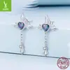 Pendientes de botón con cadena cruzada plateados Ziyun originales, coloridos, adorables, estilo retro europeo y americano, pendientes de plata de ley s925