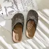 Lan GuiTejido a Mano Patrón de Estrella para Mujer 2026 Brillo Strass Punta Cerrada Malla Transpirable Suave Zapatillas tipo Birkenstock