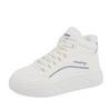 Invierno 2025 Nuevo Versátil Trendy Estilo Ins Tenis de Papá de Caña Alta con Suela Gruesa Zapatos Blancos para Mujer con Forro de Felpa