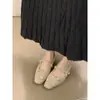 Sapatos Mary Jane de Flor de Strass da Moda para Mulheres Outono e Inverno Estilo Francês Lindo Sapato Único com Salto Interno Sapato de Pelo