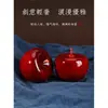 Talla de Madera Manzana Sándalo Rojo Seda Dorada Nan Adorno Regalo de Navidad Caja de Regalo