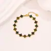 Pulseira de Contas de Zircônia Colorida de Alta Qualidade para Mulheres Marca Tendência Transfronteiriça de Moda Pulseira de Aço Titânio Versátil Pulseira de Trevo de Quatro Folhas