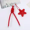 Nuevo Colgante Llavero de Cuerda de Cuero PU Colgante Llavero de Estrella de Cinco Puntas Tejido a Mano Accesorios Versátiles para Bolsos