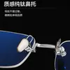 Gafas de Prescripción Sin Montura de Titanio Puro Ultraligeras del Mismo Estilo que Wang Yibo, Estilo de Negocios Moderno, Fotocromáticas, Graduación Personalizable, Anti Luz Azul, Antivaho