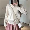 Cárdigan de Punto Rosa con Cuello Redondo para Mujer, Nuevo Estilo Perezoso de Primavera Otoño, Ropa de Abrigo Suave y Esponjosa, Chaqueta Suéter, Top Corto
