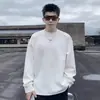 Outono/Inverno Novo Moletom com Capuz de Camada de Ar Pesada Gola Redonda Simples Masculino Toque de Luxo Solto Versátil Cor Sólida Camada Base Manga Longa