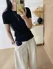 Camiseta de Lana Lyocell de 260g para mujer, nuevo modelo de principios de otoño, directo de fábrica, corte ajustado, top de cuello redondo, exclusivo para venta al por mayor de verano
