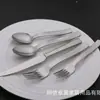 Exportado a Canadá Set de 5 Piezas de Cuchillo, Tenedor, Cuchara, Cucharita, Tenedor de Postre de Acero Inoxidable Cuchara de Comedor Acabado Arena Cuchara para el Hogar