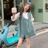 Vestido de mezclilla con tirantes color leche de primavera 2025 nuevo pequeño dopamina usar el popular traje de este año