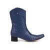 2023 comercio exterior nuevo estilo europeo y americano imitación tejido punta botas de media caña para mujer tacón grueso tacón medio botas occidentales transfronterizas botas de Caballero