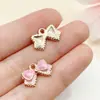 20 Gota de Aceite Rosa Princesa Lazo de Diamantes de Imitación Colgante de Lazo Pulsera Pendientes Llavero Accesorios de Joyería DIY
