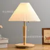 Lámpara de noche de madera maciza, estilo chino nuevo, retro nórdico, plisada, protectora de ojos, nueva, decorativa, ajustable, simple, creativa, para dormitorio