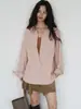 Camisa Loose Rosa Claro de Oito Meses Estilo Coreano Estilo Puro Desejo Jaqueta Camisa Camada Preguiçosa de Primavera para Mulheres