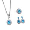 Anillo abierto con colgante y pendientes para mujer, diseño de huevo de paloma hueco, con diamantes de imitación, color azul marino, con piedra de pato, transmisión en vivo por Internet