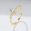 Anillo de Topacio Azul Cielo de Plata de Ley 925 para Mujer Diseño de Zirconia Micropavé Nicho Europeo y Americano Anillo Pulsera de Lujo Accesible