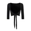 Conjunto de Tres Piezas para Mujer: Cárdigan Corto Estilo Puro Deseo de Siete Mangas con Lazada y Almohadillas en el Pecho, Camisola, Pantalones Rectos de Cintura Alta