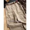 Pantalones de traje de lino Tencel color café con leche para mujer, de cintura alta, adelgazantes, fluidos, transpirables, versátiles, de pierna recta, casuales, para el verano y el trabajo