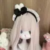 Tiara Estilo Lolita Japonesa para Mulheres, Acessório de Cabelo Vintage para Fantasia de Maid Cosplay, Tiara Lolita Fofa com Laço, Acessório de Cabeça Kc