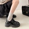 Mocasines retro de estilo británico para mujer, combinables con todo, de charol francés, con plataforma, cordones y punta redonda, de una sola capa, primavera 2025
