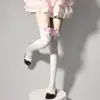 Calcetines Lolita lindos con ribete de encaje y lazo, orejas de conejo, hasta la rodilla, calcetines blancos dulces JK hasta el muslo