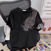Camiseta de manga curta masculina 2024 Novo estilo elegante leve de luxo produtos europeus ombro estampado em torno do pescoço meia manga slim fit para todos os jogos Top T