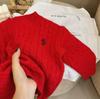 Suéter para Niñas Estilo Coreano Otoño e Invierno 2025 Nuevo Estilo Occidental Bordado Cuello Redondo Suéter Tejido Bebé Color Sólido Suéter Trenzado
