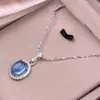 Colgante de Aguamarina Plata S925 Incrustado Completo de Diamantes Exquisito Fresco Cadena para Clavícula de Mujer Colgante Moda OL Collar de Plata