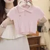 Estilo Coreano Niña 2026 Verano Nuevo Dulce y Elegante Punto Polo Manga Corta Versátil Falda Plisada Conjunto de Dos Piezas Moderno