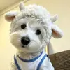 Adorable Sombrero para Mascota Oveja Pequeña Cuernos de Felpa Rizada Sombrero para Perro Decoración Fotográfica Perro Pequeño Sombrero Divertido