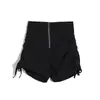 2026 Novo Verão Cintura Alta Menina Apimentada Cordão Shorts Pretos Femininos Emagrecedores Casuais Petite Zíper Shorts Retos