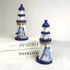 Decoração de farol pequeno de madeira estilo mediterrâneo 19cm decoração criativa para casa e mesa adereços para fotografia