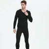 Traje de ropa interior térmico de terciopelo liso juvenil sin costuras con cuello en V para estudiante, mallas finas elásticas para abrigarse