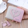 Nuevo Monedero Billetera Corta Mini para Mujer con Cremallera Borla Billetera Moderna Estilo Coreano Costuras Color Contrastante Tarjetero
