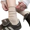 Calcetines blancos para mujer, calcetines de media pantorrilla para primavera y otoño, combinados con zapatos Birkenstock, calcetines de algodón sin costuras postparto para primavera, calcetines de burbujas con borde enrollado para verano