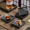 Cocina Japonesa de Sushi Transfronteriza Plato de Pájaro a la Parrilla Plato Cuadrado Vajilla de Cerámica Negra Plato para Sashimi a la Parrilla Plato para Pasteles Comercial
