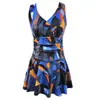 Traje de baño de una pieza Walt Nuevo Talla Grande para Mujer Aspecto Delgado Cubre Vientre Falda Conservador Traje de Baño para Aguas Termales 9911