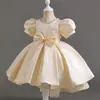 Vestido de Gala para Niña Vestido de Princesa Estilo Nuevo Vestido de Dama de Honor de Satén sin Espalda Vestido Infantil Vestido de Princesa