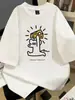 Camiseta de Algodón Puro de Manga Corta Guochao para Hombre, Nuevo Estilo de Verano, Holgada y Versátil, Top Redondo Adelgazante de Media Manga con Estampado de Dibujos Animados