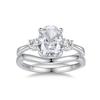 Set de Anillos de Plata 925 Estilo Real Aristocrático con Diamante de Alto Carbono Tipo Flor de Hielo Ovalado de 2.5ct Anillo de Forma U de Alta Calidad para Mujer